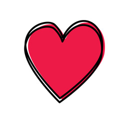 Red romantic heart icon with black stripes