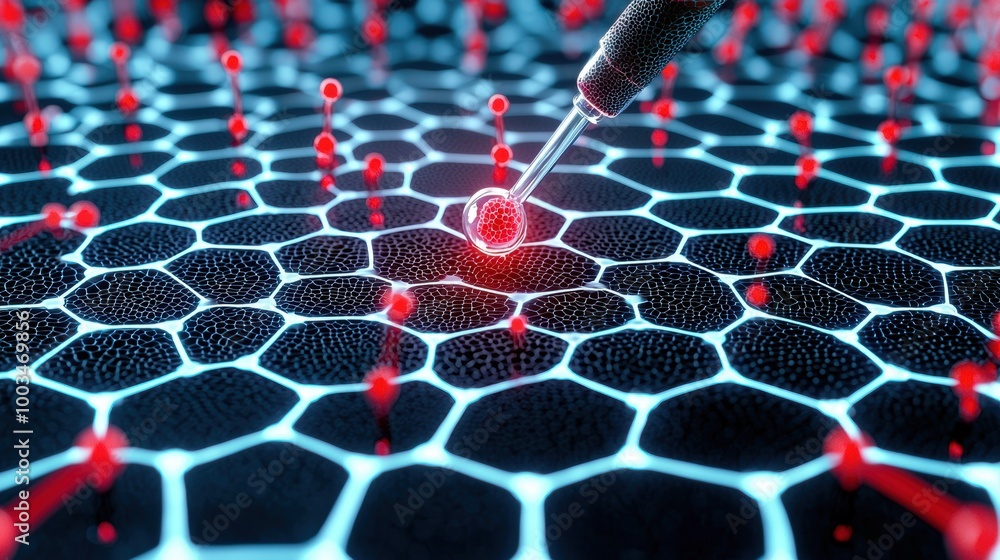 Poster nanotechnology concept with hexagonal structures
