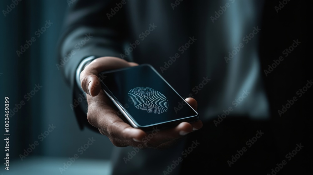 Fototapete a person holds a smartphone displaying a digital brain, symbolizing artificial intelligence or techn