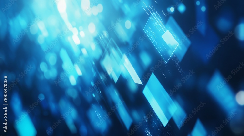 Aufkleber A mesmerizing blue abstract background featuring sparkling shapes and light effects, ideal for digital design and technology themes.