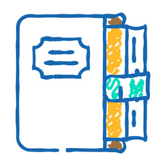 diary with cover doodle icon sketch vector. diary with cover sign. isolated symbol illustration