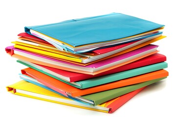 stack of colorful notebooks and journals isolated on a white background