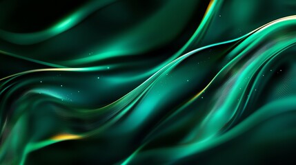 Obraz premium Abstract silky green wave texture background