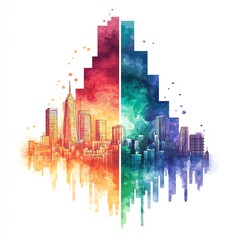 Obraz premium Colorful city skyline with abstract design