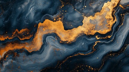 Obraz premium Abstract Blue and Gold Swirls Background Texture
