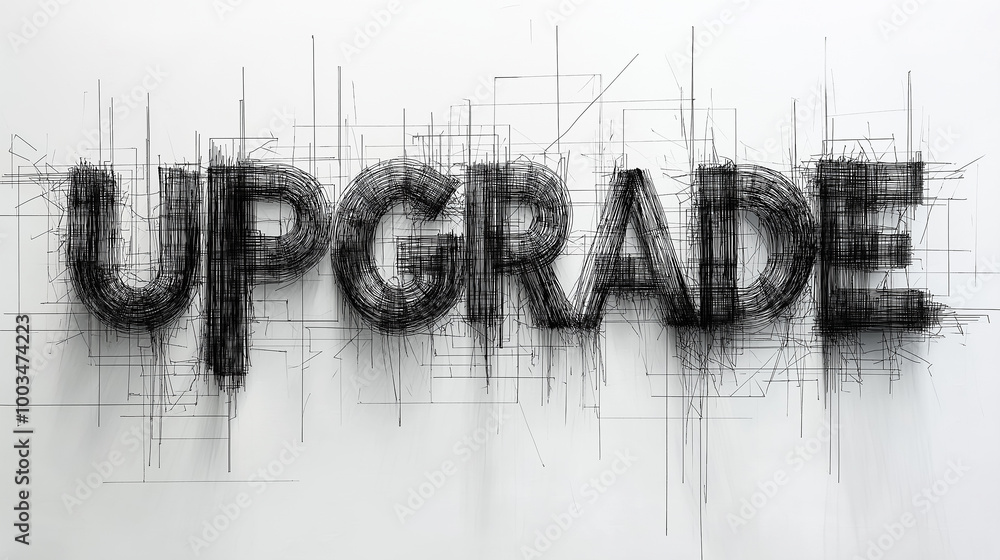 Aufkleber upgrade word sketch scribble drawing concept design