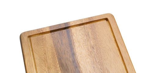 Charcuterie cutting board with live edge wood slab with white open space on an angle