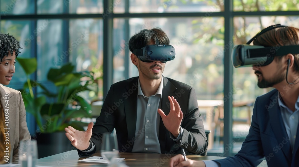 Poster group using virtual reality technology in office setting