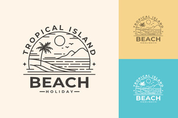 Tropical Island Beach Holiday Logo Design