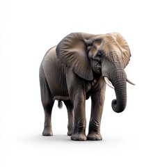 Obraz premium Majestic African Elephant on White Background