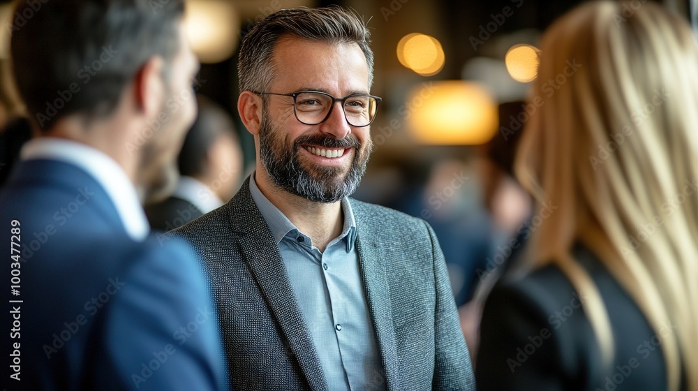 Poster professional networking in a modern business setting
