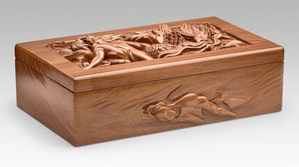 Elegant Wooden Carved Box with Floral Design