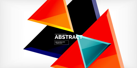 Abstract background - colorful triangles with 3d effect. Vector Illustration For Wallpaper, Banner, Background, Card, Book Illustration, landing page