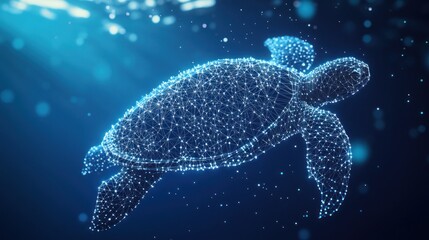 Sea Turtle in a Wireframe Design