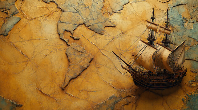 Celebrating Exploration, a tribute to explorers and adventurers throughout history, with copy space, Columbus Day