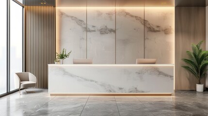Luxury reception desk interior in modern office interior AI generated image