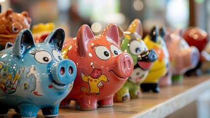 Obraz premium Creative Colourful Piggy Bank 
