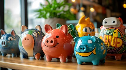 Obraz premium Creative Colourful Piggy Bank 