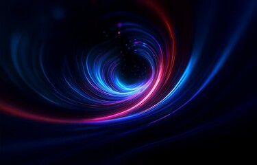 A blue and red glow forms a spiral around a dark center.