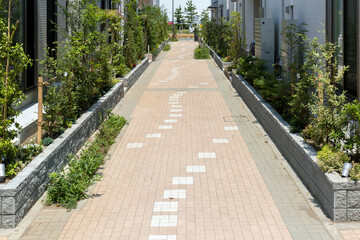 住宅地内のインターロッキング