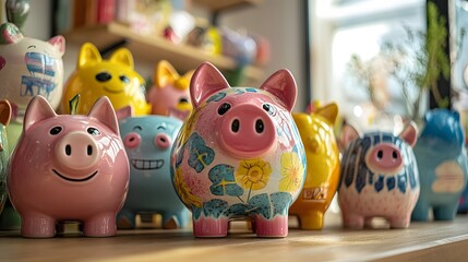 Obraz premium Creative Colourful Piggy Bank 