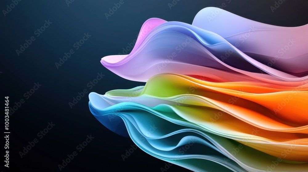 Poster colorful wavy abstract design with soft curves