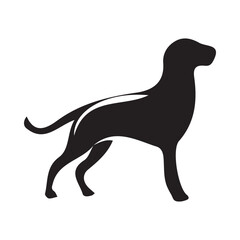 Dog Silhouette Vector Icon of Canine Pet in Simple Black and White Style.