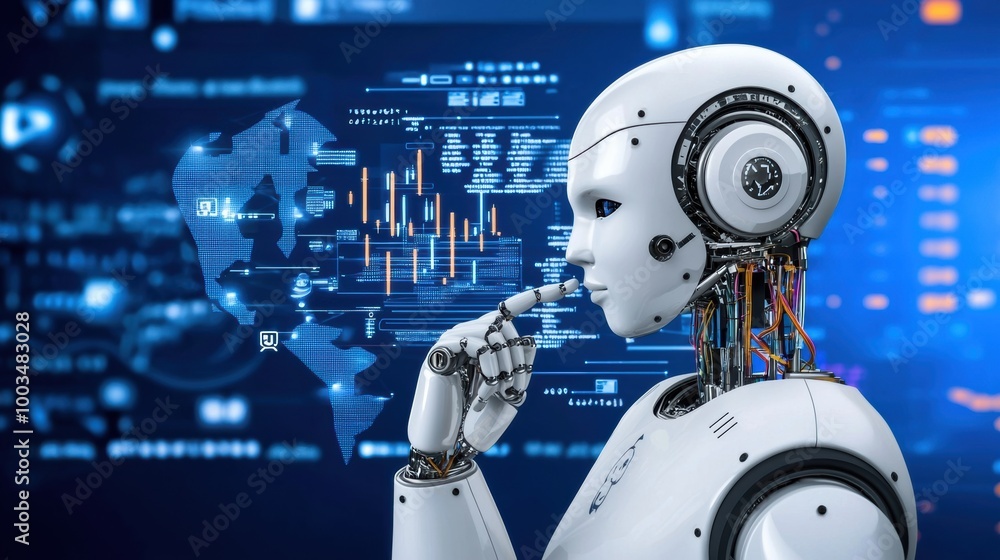 Poster robot thinking in digital data environment