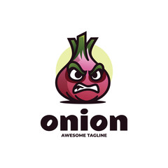 Vector Logo Illustration Onion Mascot Cartoon Style
