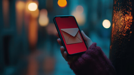 Businessman on blurred background receiving e-mails on his digital devices 3D rendering
