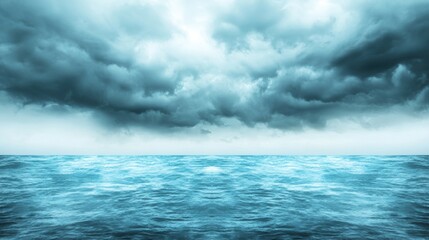 Fototapeta premium Dramatic Ocean View with Dark Clouds and Water Reflection