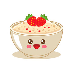 Oatmeal Food Eat Meal Cuisine Animation Kawaii Character
