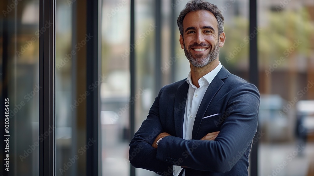 Canvas Prints Confident Businessman in Modern Office Setting