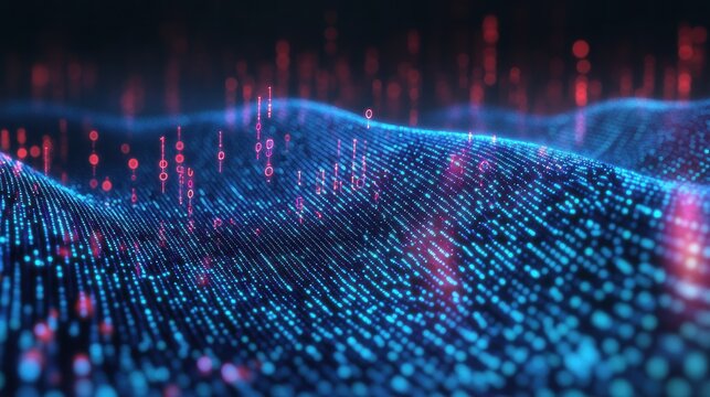 Abstract Digital Landscape with Binary Code