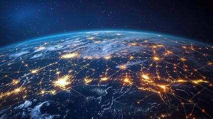 Connectivity Of Global network With Glowing Dot 