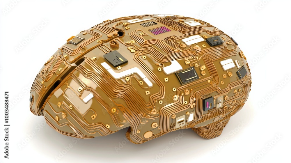 Poster futuristic brain design with circuit patterns