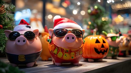 Naklejka premium Festive Piggy Bank 