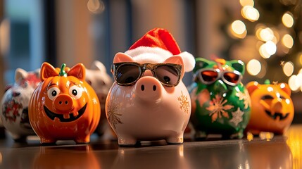 Obraz premium Festive Piggy Bank 