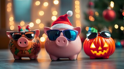 Obraz premium Festive Piggy Bank 