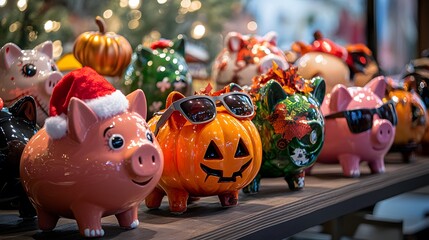 Obraz premium Festive Piggy Bank 
