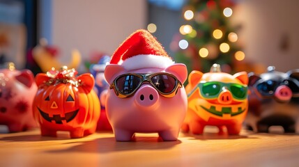 Obraz premium Festive Piggy Bank 