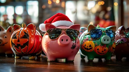 Obraz premium Festive Piggy Bank 