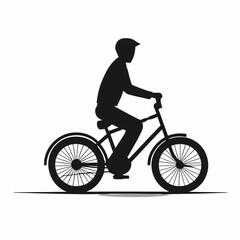 Naklejka premium A male riding a bike black vector silhouette illustration icon logo symbol clip art element design