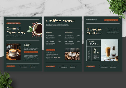 Green And Brown Flyer Coffee Menu