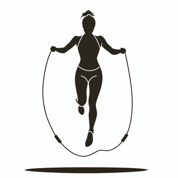 recommend clip art: An illustration of a woman jumping rope vector black silhouette, fitness exercise clip art icon logo symbol