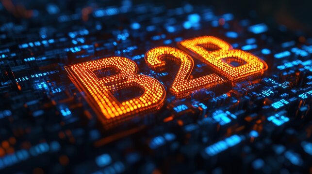 Digital representation of "B2B" Text business with charts