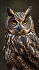 Fototapeta premium Portrait photo of an owl. Close-up of an owl eye's. Amazing scene of wild animals