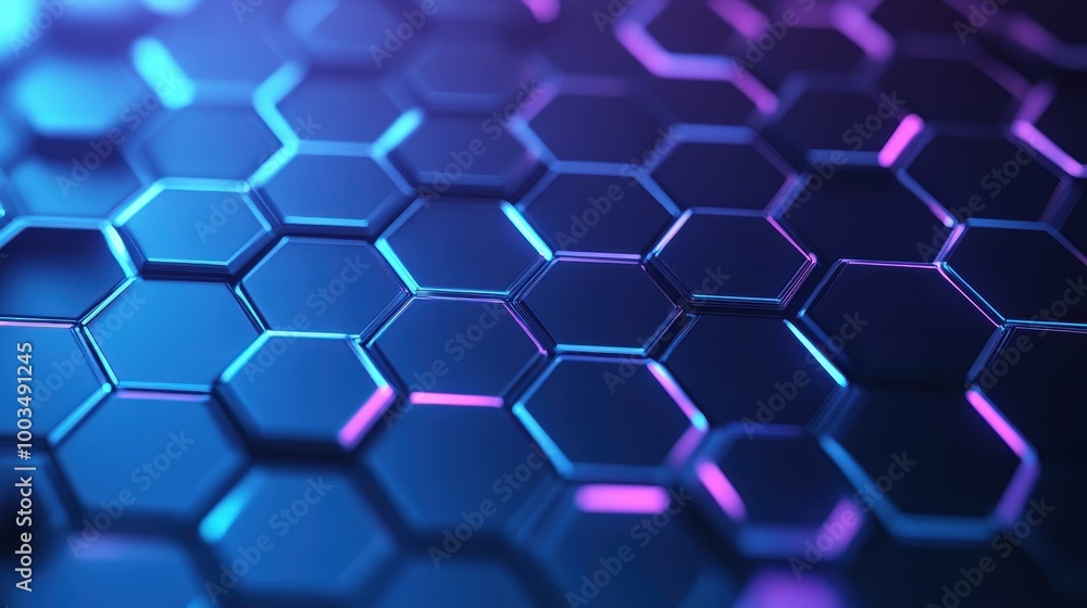 Poster discover a vibrant blend of technology and science through this abstract illustration featuring hexa