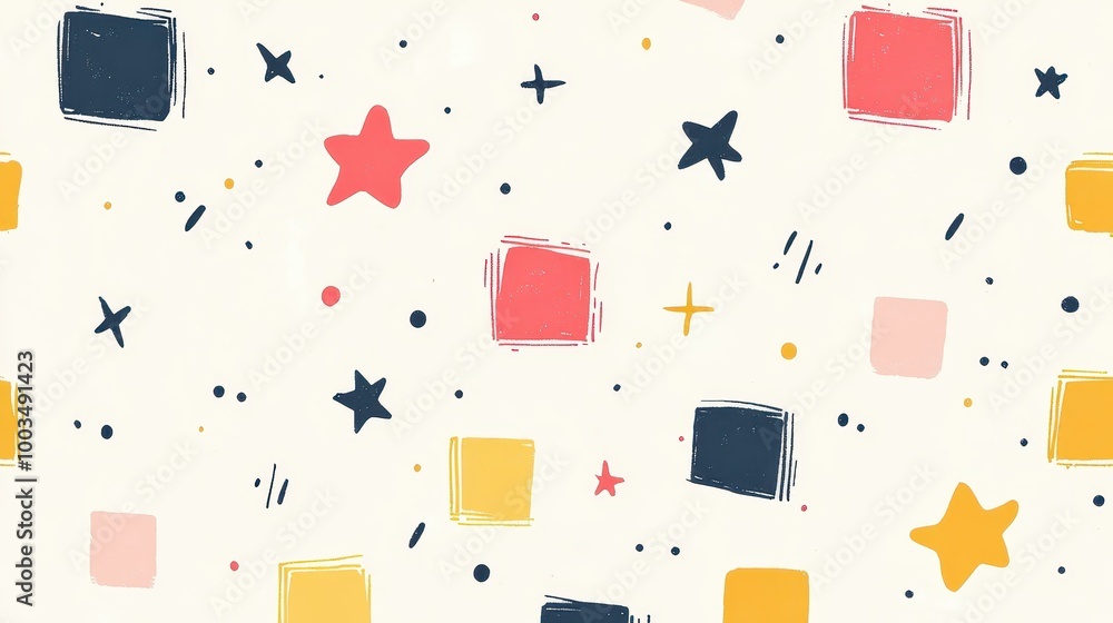 Poster explore a vibrant blend of shapes and colors in this modern abstract art, featuring playful primitiv