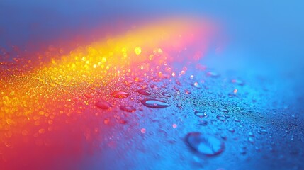 Water droplets on blue surface